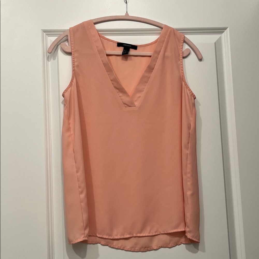 Forever 21 Salmon V-Neck Sleeveless Top